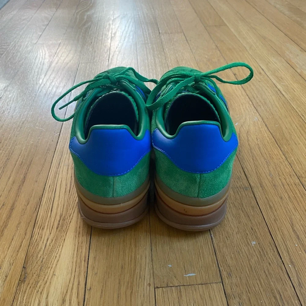 adidas Green and Blue Suede Platform Sneakers